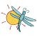 C1: Sun---Citrus(Isacord 40 #1187)&#13;&#10;C2: Body & Wings---Luster(Isacord 40 #1045)&#13;&#10;C3: Body Shading---Trellis Green(Isacord 40 #1503)&#13;&#10;C4: Body & Wings Shading---Tropical Blue(Isacord 40 #1534)&#13;&#10;C5: Outline---Evergreen(Isacor