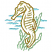 C1: Water---Island Waters(Isacord 40 #1045)
C2: Seaweed---Bright Mint(Isacord 40 #1510)
C3: Seahorse Highlights---Seaweed(Isacord 40 #1209)
C4: Seahorse---Ginger(Isacord 40 #1159)