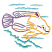 C1: Seafloor---Baccarat Green(Isacord 40 #1046)
C2: Water---Island Waters(Isacord 40 #1045)
C3: Fish Front---Bright Yellow(Isacord 40 #1124)
C4: Fish Back---Wild Iris(Isacord 40 #1032)
C5: Mouth & Eye---Orchid(Isacord 4