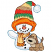 C1: Dog Muzzle & Chest---Oat(Isacord 40 #1127)&#13;&#10;C2: Dog & Cap Stripes---Flax(Isacord 40 #1055)&#13;&#10;C3: Cap Stripes---Red Berry(Isacord 40 #1246)&#13;&#10;C4: Scarf & Cap Stripes---Buttercup(Isacord 40 #1135)&#13;&#10;C5: Hat Cuff & Scarf Frin
