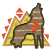 C1: Mountain---Light Brass(Isacord 40 #1067)&#13;&#10;C2: Mountain Outlines & Triangles ---Toffee(Isacord 40 #1126)&#13;&#10;C3: Background Triangles---Spanish Tile(Isacord 40 #1020)&#13;&#10;C4: Wolf Light Stripes---Ivory(Isacord 40 #1149)&#13;&#10;C5: W