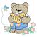 C1: Mouth---Muslin(Isacord 40 #1082)&#13;&#10;C2: Pages & Sleeves---White(Isacord 40 #1002)&#13;&#10;C3: Ears, Patch & Petals---Petal Pink(Isacord 40 #1225)&#13;&#10;C4: Leaves---Spring Frost(Isacord 40 #1047)&#13;&#10;C5: Rock---Silver(Isacord 40 #1236)&