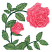C1: Petals---Soft Pink(Isacord 40 #1224)&#13;&#10;C2: Petal Shading---Garden Rose(Isacord 40 #1109)&#13;&#10;C3: Leaves---Pear(Isacord 40 #1049)&#13;&#10;C4: Leaf Shading & Stems---Swiss Ivy(Isacord 40 #1079)