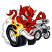 C1: Smoke, Face & Chrome---White(Isacord 40 #1002)
C2: Smoke, Face & Chrome Shading---Sterling(Isacord 40 #1011)
C3: Eyes, Horns & Gums---Spanish Tile(Isacord 40 #1020)
C4: Skin---Wildfire(Isacord 40 #1147)
C5: Skin Sha