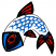 C1: Fins & Eyes---Poinsettia(Isacord 40 #1147)&#13;&#10;C2: Body---White(Isacord 40 #1002)&#13;&#10;C3: Outlines---Black(Isacord 40 #1234)&#13;&#10;C4: Scales & Details---Tropical Blue(Isacord 40 #1534)