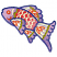 C1: Body---Raspberry(Isacord 40 #1511)
C2: Body Shading, Head & Fins---Impatience(Isacord 40 #1111)
C3: Head & Fins Shading---Wild Iris(Isacord 40 #1032)
C4: Fin Light Stripes & Scales---Lemon Frost(Isacord 40 #1022)
C5