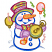 C1: Snowman---White(Isacord 40 #1002)&#13;&#10;C2: Strings & Ground---Oxford(Isacord 40 #1222)&#13;&#10;C3: Clock, Balloon, Hat, Bow & Blower---Light Brass(Isacord 40 #1067)&#13;&#10;C4: Hat, Bow & Clock---Kiwi(Isacord 40 #1104)&#13;&#10;C5: Cheeks, Blowe