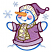 C1: Snowman---White(Isacord 40 #1002)&#13;&#10;C2: Hat & Shirt---Wild Iris(Isacord 40 #1032)&#13;&#10;C3: Hat & Cuffs---Lavender(Isacord 40 #1193)&#13;&#10;C4: Cheeks---Impatience(Isacord 40 #1111)&#13;&#10;C5: Hat & Scarf---Lemon Frost(Isacord 40 #1022)&