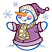 C1: Snowman---White(Isacord 40 #1002)
C2: Hat & Shirt---Wild Iris(Isacord 40 #1032)
C3: Hat & Cuffs---Lavender(Isacord 40 #1193)
C4: Cheeks---Impatience(Isacord 40 #1111)
C5: Hat & Scarf---Lemon Frost(Isacord 40 #1022)&