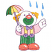 C1: Raindrops---Oxford(Isacord 40 #1222)&#13;&#10;C2: Clown Hair---Yellow Bird(Isacord 40 #1124)&#13;&#10;C3: Shoes & Nose---Coral(Isacord 40 #1019)&#13;&#10;C4: Pants, Mouth & Umbrella Stripe---Kiwi(Isacord 40 #1104)&#13;&#10;C5: Clown Makeup---White(Isa