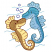 C1: Water lines---Aqua(Isacord 40 #1204)
C2: Bubbles---White(Isacord 40 #1002)
C3: Bubbles Outlines---Reef Blue(Isacord 40 #1196)
C4: Right Seahorse Body & Fins---Luster(Isacord 40 #1045)
C5: Seahorse---Bottle Green(Isa