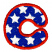 C1: Letter---Sapphire(Isacord 40 #1535)&#13;&#10;C2: Stars---White(Isacord 40 #1002)&#13;&#10;C3: Letter Outlines---Poinsettia(Isacord 40 #1147)