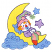 C1: Star, Clouds & Mouth---Winter Sky(Isacord 40 #1165)
C2: Moon---Yellow(Isacord 40 #1187)
C3: Nose & Foot---Melon(Isacord 40 #1259)
C4: Hat & Pant Stripes---Jalapeno(Isacord 40 #1104)
C5: Hat, Cheeks & Pant Stripes---