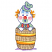 C1: Ground & Hat Stripe---Lavender(Isacord 40 #1193)
C2: Barrel Stripe---Yellow(Isacord 40 #1187)
C3: Barrel Stripe & Clown Hair---Goldenrod(Isacord 40 #1137)
C4: Barrel---Cornsilk(Isacord 40 #1055)
C5: Cheeks---Pink Tu