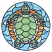 C1: Light Water & Shell---Luster(Isacord 40 #1045)&#13;&#10;C2: Water---Aqua(Isacord 40 #1204)&#13;&#10;C3: Dark Water---Jade(Isacord 40 #1046)&#13;&#10;C4: Light Sun Sections---Candlelight(Isacord 40 #1137)&#13;&#10;C5: Dark Sun Sections---Apricot(Isacor