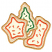 C1: Cookies---Old Gold(Isacord 40 #1055)&#13;&#10;C2: Icing---Linen(Isacord 40 #1071)&#13;&#10;C3: Green Piping---Ming(Isacord 40 #1049)&#13;&#10;C4: Cookie Outlines---Toffee(Isacord 40 #1126)&#13;&#10;C5: Red Piping---Flamingo(Isacord 40 #1020)