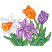C1: Leaves---Jalapeno(Isacord 40 #1104)&#13;&#10;C2: Leaf Shading---Bright Mint(Isacord 40 #1510)&#13;&#10;C3: Leaf Outlines---Ming(Isacord 40 #1049)&#13;&#10;C4: Right Tulip---Lavender(Isacord 40 #1193)&#13;&#10;C5: Right Tulip Shading---Wild Iris(Isacor