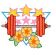 C1: Background---Turquoise(Isacord 40 #1095)&#13;&#10;C2: Stars & Flowers---Buttercup(Isacord 40 #1135)&#13;&#10;C3: Star & Flower Shading---Canary(Isacord 40 #1124)&#13;&#10;C4: Star Outlines & Stars---Azalea Pink(Isacord 40 #1224)&#13;&#10;C5: Leaves---