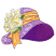 C1: Inside Hat---Orchid(Isacord 40 #1255)&#13;&#10;C2: Inside Hat Shading---Iris Blue(Isacord 40 #1122)&#13;&#10;C3: Hat Edge---Lavender(Isacord 40 #1193)&#13;&#10;C4: Hat---Wild Iris(Isacord 40 #1032)&#13;&#10;C5: Hat Shading---Cachet(Isacord 40 #1080)&#