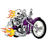 C1: Smoke & Wheels---Eggshell(Isacord 40 #1071)
C2: Smoke Shading---Sterling(Isacord 40 #1011)
C3: Skeleton & Bike Shading---Black(Isacord 40 #1234)
C4: Chrome & Skeleton---White(Isacord 40 #1002)
C5: Chrome Highlights-