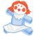 C1: Arms & Legs---Ice Cap(Isacord 40 #1074)
C2: Arm & Leg Shading & Outlines---Celestial(Isacord 40 #1028)
C3: Skirt, Face, & Bib---Eggshell(Isacord 40 #1071)
C4: Skirt, Face, & Bib Shading---Ice Cap(Isacord 40 #1074)
C
