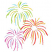 C1: Green Streamers---Apple Green(Isacord 40 #1510)&#13;&#10;C2: Yellow Fireworks---Light Brass(Isacord 40 #1067)&#13;&#10;C3: Aqua Blue Fireworks---Peacock(Isacord 40 #1095)&#13;&#10;C4: Red Fireworks---Persimmon(Isacord 40 #1188)&#13;&#10;C5: Orange Fir