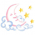 C1: Cloud Highlights---Ice Cap(Isacord 40 #1074)&#13;&#10;C2: Cloud Outlines---Baby Blue(Isacord 40 #1223)&#13;&#10;C3: Stars---Buttercup(Isacord 40 #1135)&#13;&#10;C4: Star Shading---Mimosa(Isacord 40 #1185)&#13;&#10;C5: Moon---Pink Tulip(Isacord 40 #111