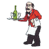 CHEF WITH GLASSES AND A BOTTLE
