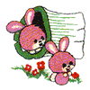 BUNNY IN A LOG & BUNNY W/FLOWERS