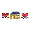 CROSS STITCH HOUSE & HEARTS BORDER