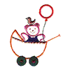 BEAR IN CARRIAGE W/BIRD AND BALLOON