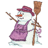 SNOWMAN W/APRON AND BROOM