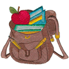 BACKPACK WITH BOOKS & APPLE