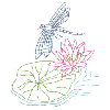 FLOWER AND DRAGONFLY OUTLINE