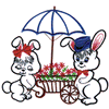 BUNNIES WITH FLORIST CART