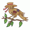 BIRD WEARING HAT AND HOLDING DRINK