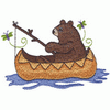 BEAR FISHING IN A CANOE