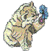 CROSS STITCH KITTEN W/FLOWER