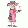 GRANDMOTHER WITH PURSE & COFFEE CUP