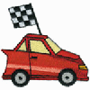 CAR AND CHECKERED FLAG