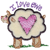 I LOVE EWE LAMB APPLIQUE