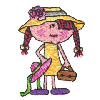 GIRL HOLDING A BAG AND A HAT