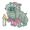 BULL DOG W/BABY BONNET AND BOTTLE