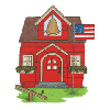 COTTAGE WITH BELL AND FLAG