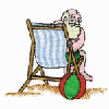 SANTA SITTING AT THE BEACH