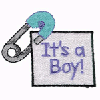 ITS A BOY! BABY PIN AND NOTE