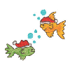 FISHES WITH CHRISTMAS HATS