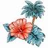 Hibiscus & Palm Tree