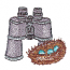 BINOCULARS WITH BIRDS NEST